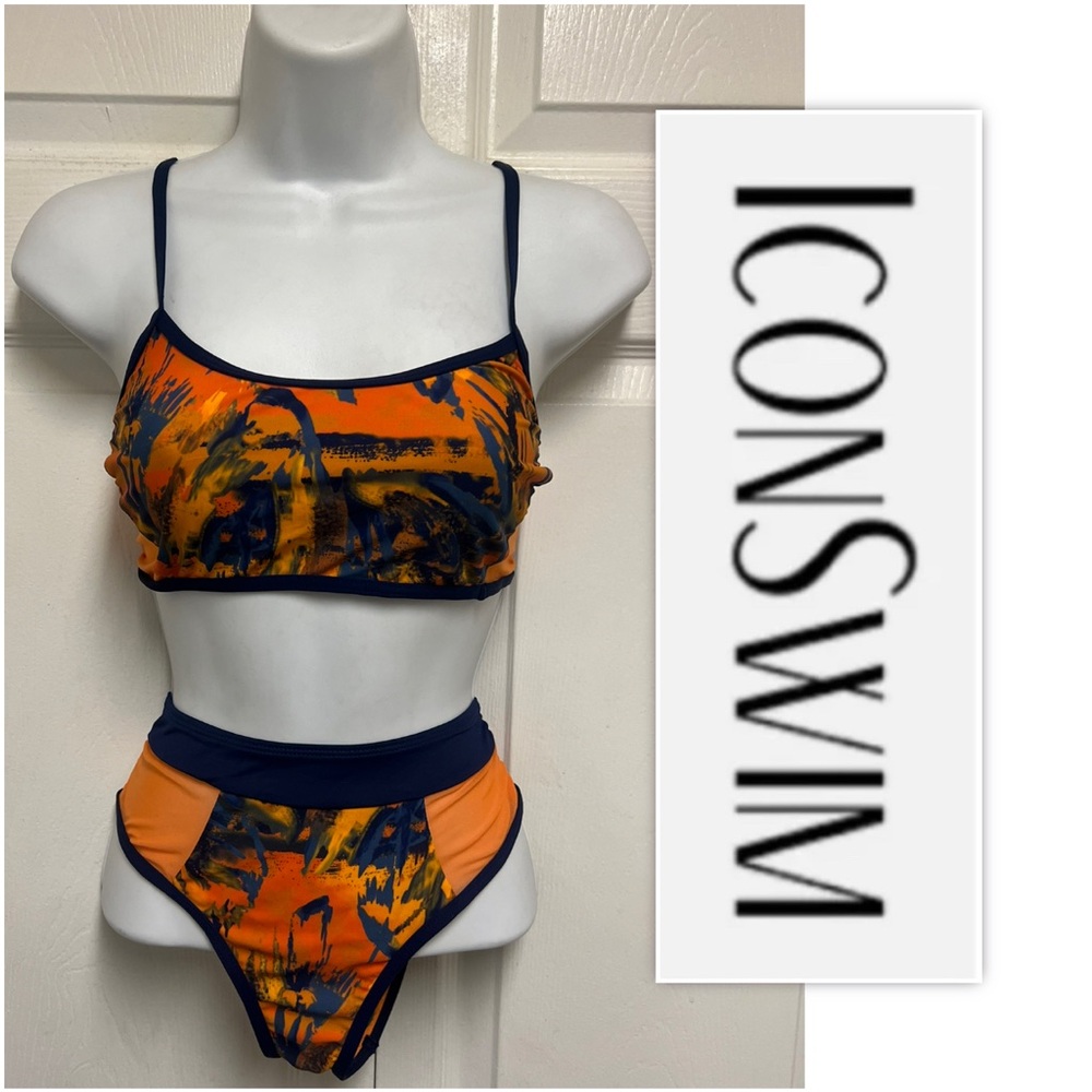 Icon Swim Orange Splash Bralette Bikini Set
